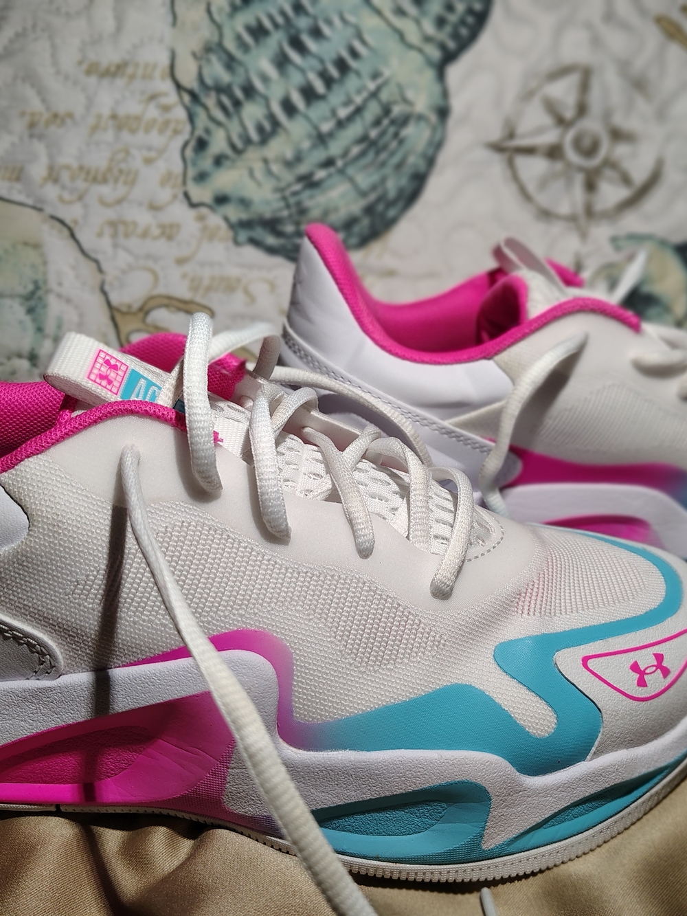 Under Armour Women’s White Pink Teal Athletic Sneakers